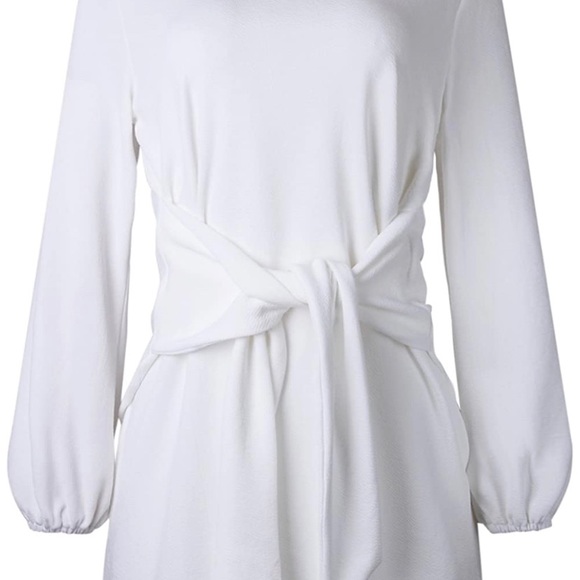 White Front Tie Dress - Picture 3 of 6